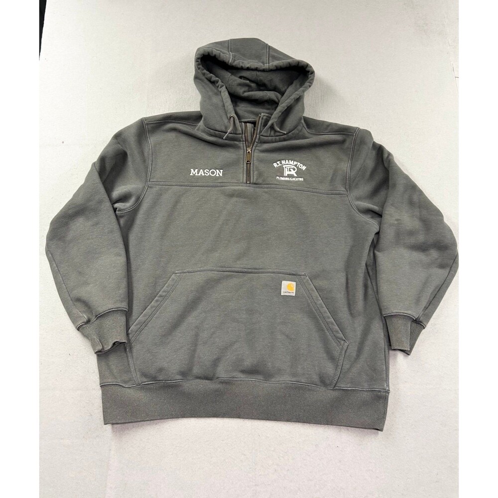 Carhartt Rain Defender Hoodie Sweatshirt Mens XL Gray 1/4 Zip 100617 026